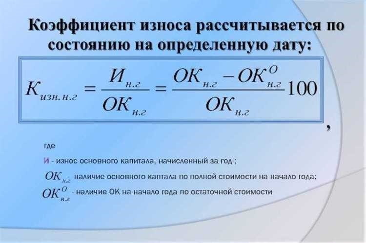 Формула коэффициента износа оптимизация и примеры применения