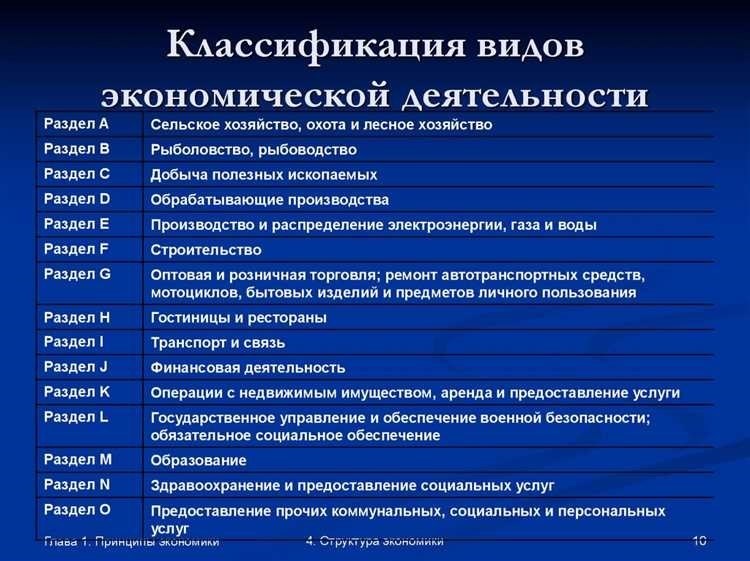 Виды экономической деятельности в россии список и описание