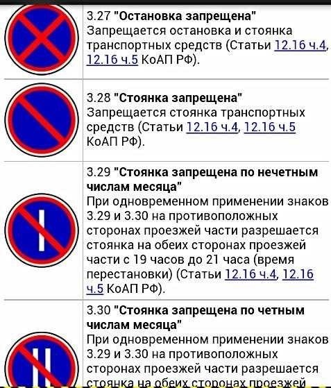 Знак пдд стоянка запрещена правила и санкции